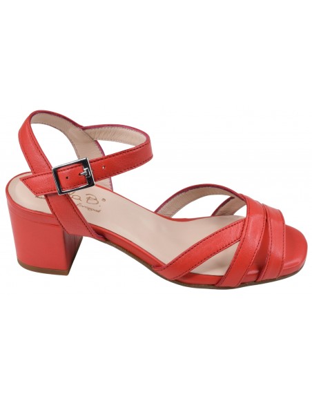 Sandales rouges cuir lisse Bella B Asterias vue profil petites tailles femme