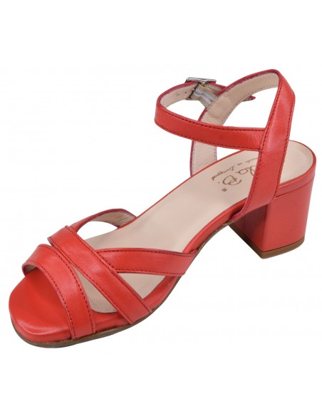 Sandales élégantes rouge cuir Bella B Asterias vue 3/4 femme petite pointure