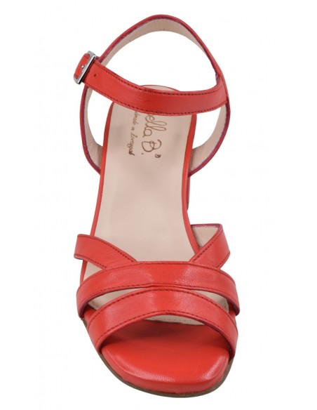 Sandales cuir rouge Asterias Bella B vue dessus confort petites tailles