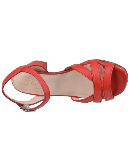 Sandales rouges à talon 5 cm Bella B semelle intérieure cuir gel 3 mm