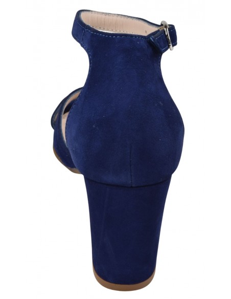 Sandales Bess Bella B vue arrière talon 7 cm daim bleu marine