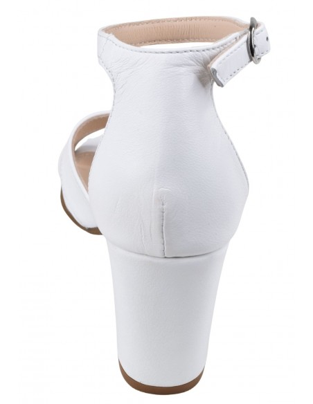 Vue arrière sandales Bella B cuir lisse blanc