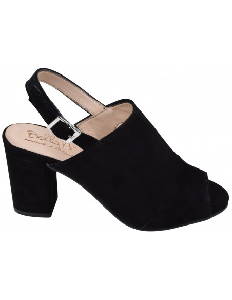 Sandales noir talon large 7 cm Bella B vue profil