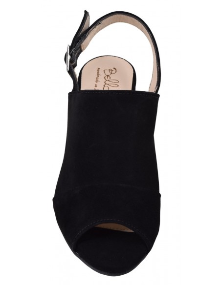 Vue dessus sandales daim noir petites pointures 33 34