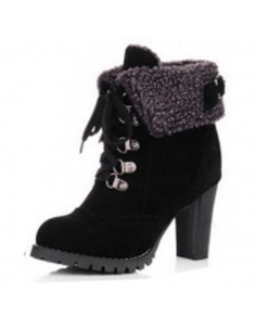 Black boots with fur