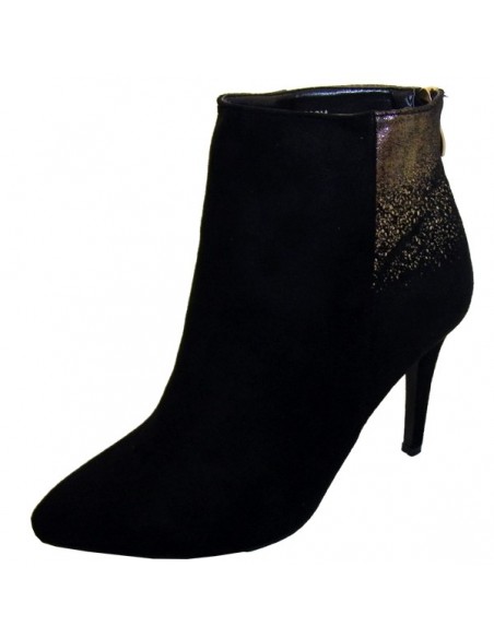 cheap women shoes Black and gold chic ankle boots low price party