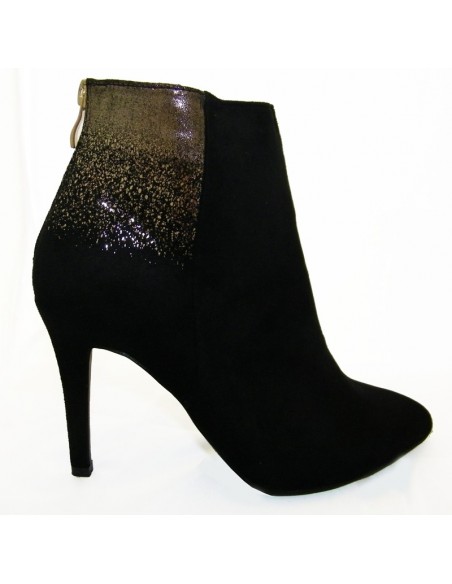 zapatos de mujer baratos Botines elegantes negros y dorados fiesta de bajo precio