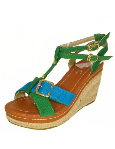 Blue and green "Thyme" sandals
