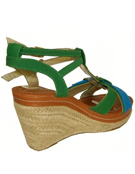Blue and green "Thyme" sandals
