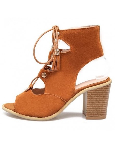 Peep to "Boheme" lace-up ankle boots