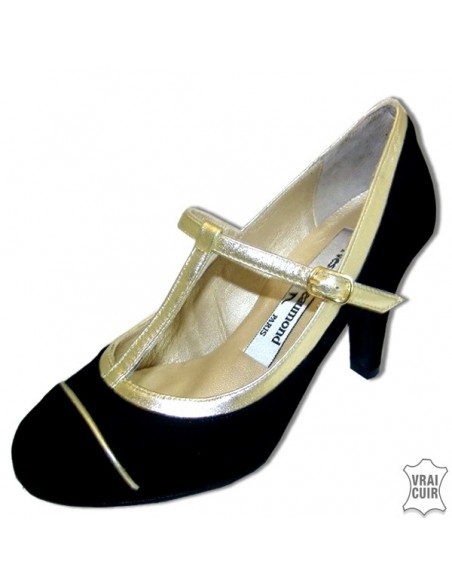 Nero e oro yves de beaumond scarpe taglie piccole scarpe donna
