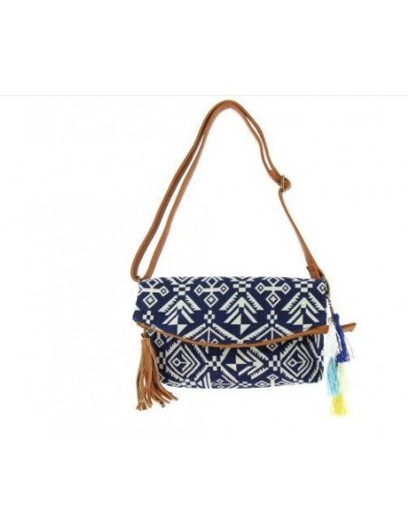 Pochette boho chic bleue