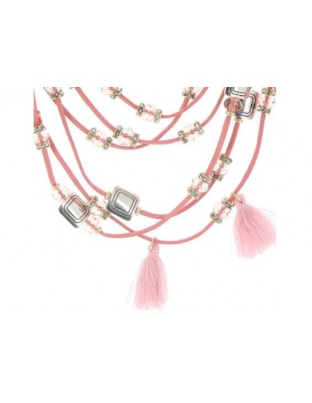 Pink necklace with pompoms