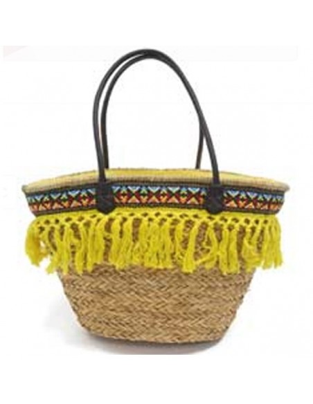 Yellow fringed tote