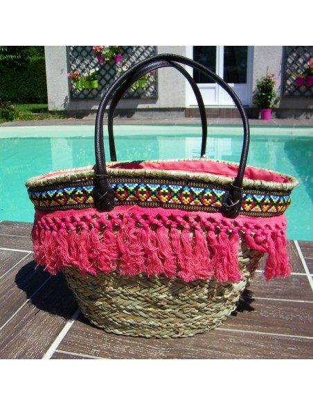 Pink fringed tote
