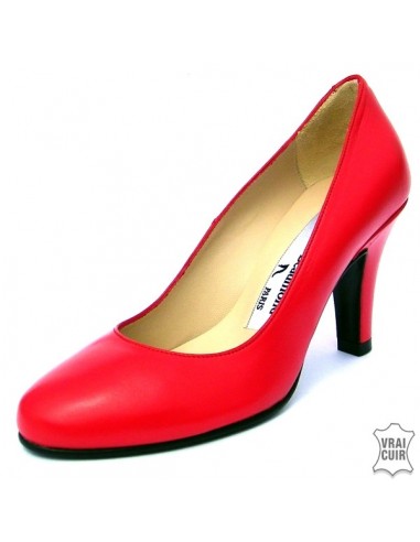 Red leather heeled pumps