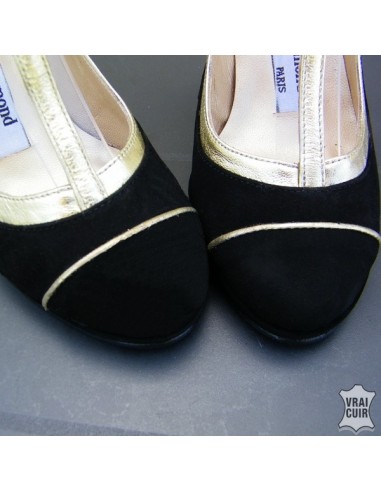 Zapatos negros y dorados yves de beaumond tallas pequeñas zapatos de mujer