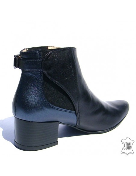Black and iridescent blue boots