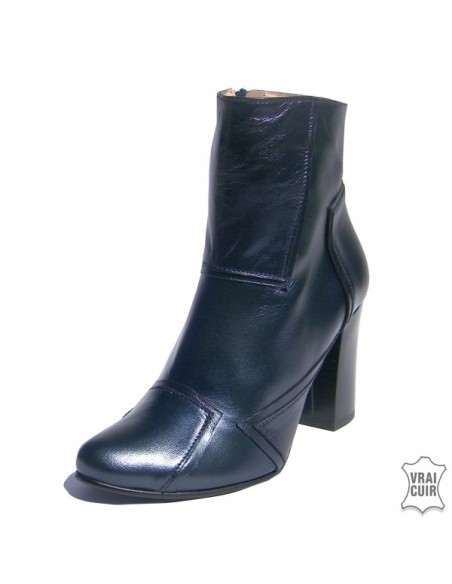 Iridescent navy blue Mi-409 leather ankle boots