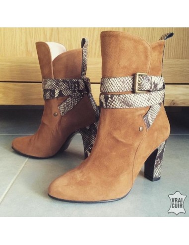 Bottines en cuir Mi-415 marron clair/serpent Bottines en cuir Mi-415 marron clair/serpent