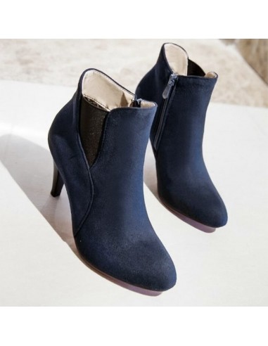 navy blue heeled ankle boots