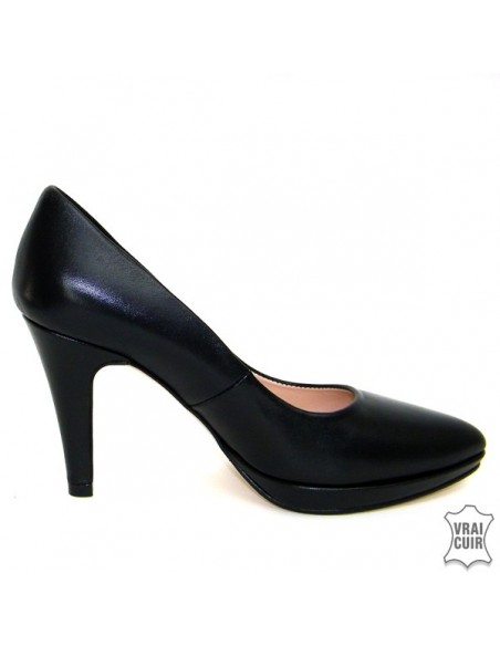 Zapatos con plataforma de cuero negro para mujer