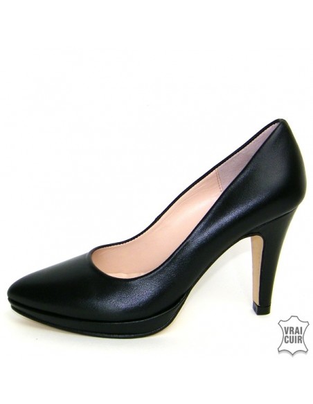 Zapatos con plataforma de cuero negro para mujer