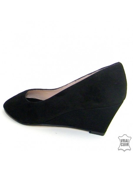 Sandales à talons compensés noires petite pointure femme yves de beaumond