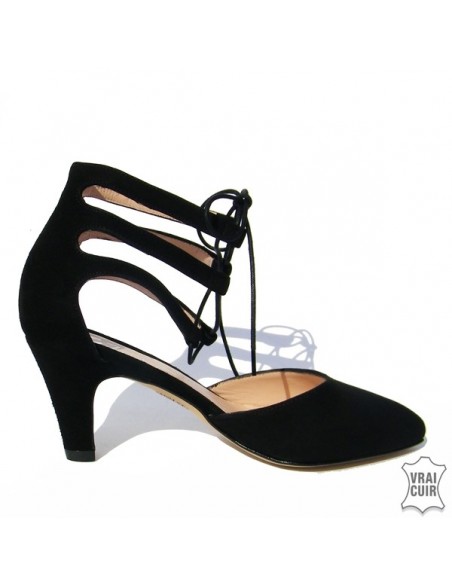 black pumps with laces ZC0178 small size woman zoo calzados