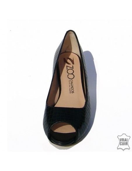 Zapatos peep toe negros ZC0191 tallas pequeñas mujer