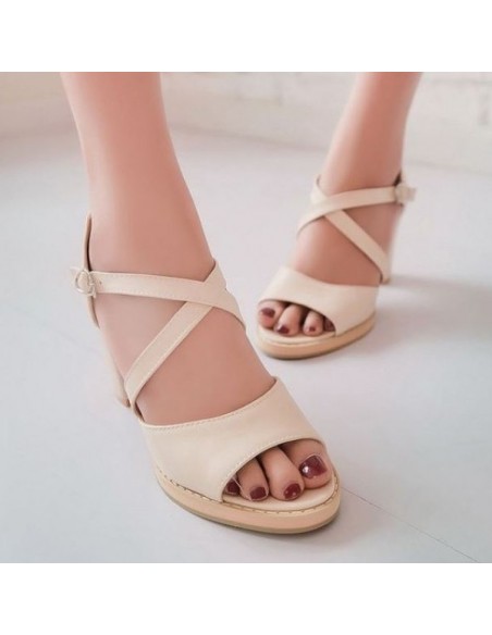 Sandali da donna con tacco quadrato di piccole dimensioni, taglia piccola