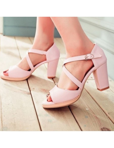 Sandali da donna con tacco quadrato di piccole dimensioni, taglia piccola