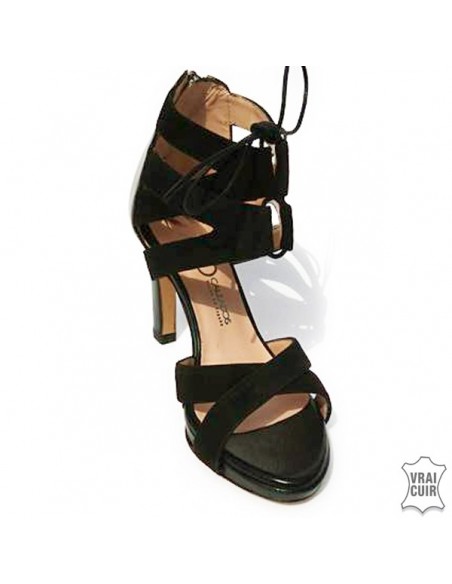 Sandales noires à plateforme et lacets en petite pointure pour femme, zoo calzados