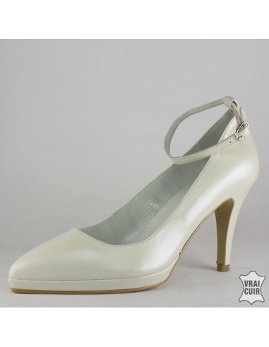 Zapatos de salón blancos nacarados con plataforma y correa, zapatos de boda, talla pequeña para mujer 32 33 34 35
