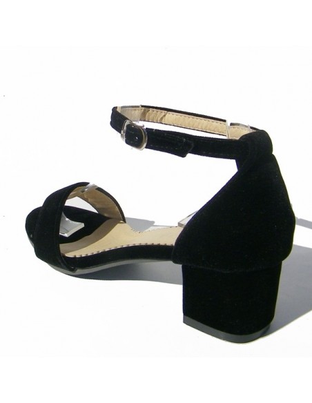 Sandales noires aspect velours "Erablia"