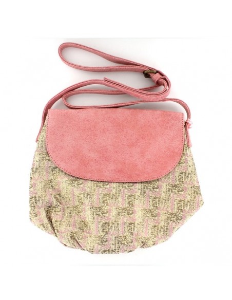 Sac porté travers rose poudré et doré avec anse