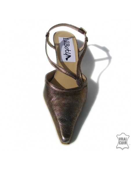 Pointed bronze pumps "Davallia" small size woman size 34
