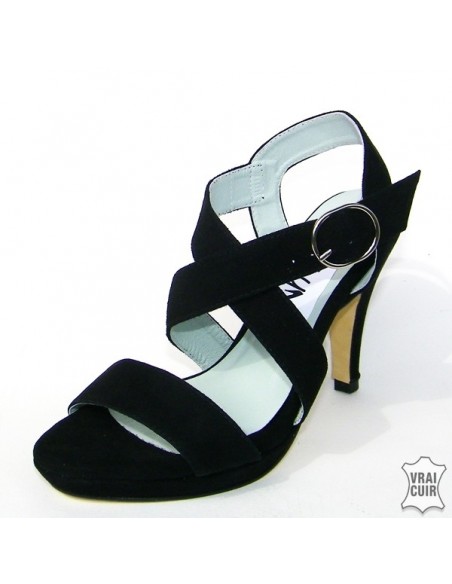 Black sandals with tray in small size for women 32 33 34 35 leather