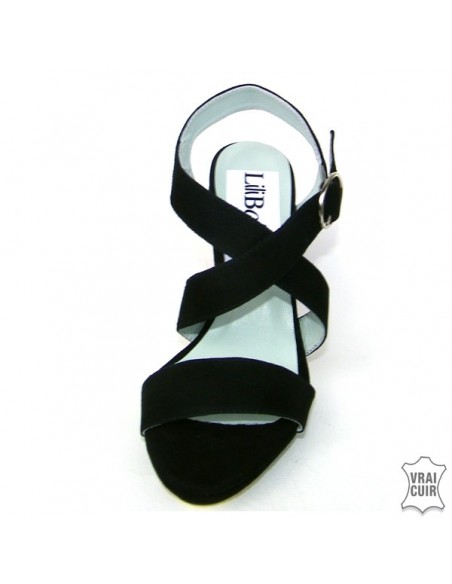 Black sandals with tray in small size for women 32 33 34 35 leather