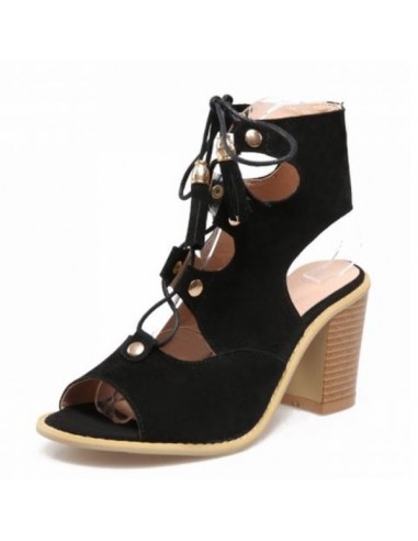 Black "Boheme" lace-up sandals for women small size 33 34 35