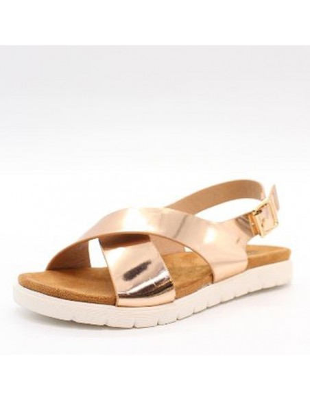 Champagne sandals with white sole