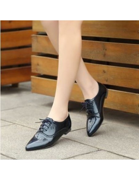 Derby shoes small size woman blue metal