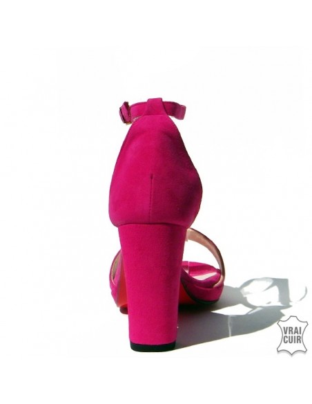 Sandalias de moda de talla pequeña para mujer en rosa fucsia