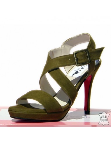 Khaki high heel sandals in small size for women liliboty