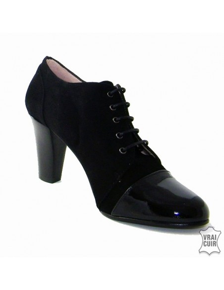 Black heeled derbies in small sizes for women yves de beaumond