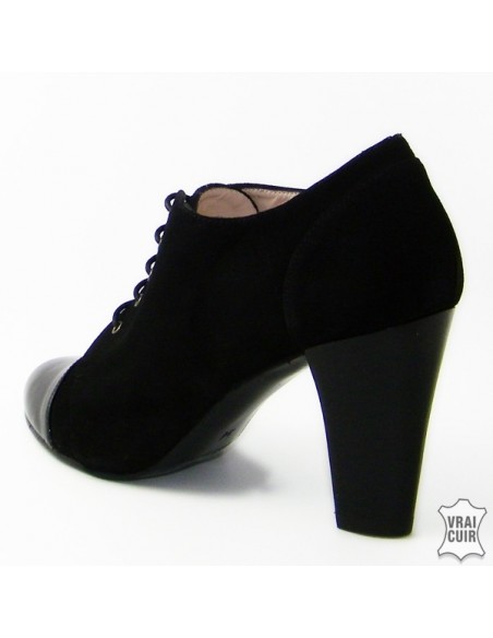 Black heeled derbies in small sizes for women yves de beaumond