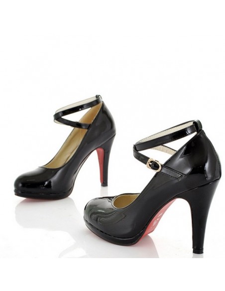 Black patent heels court shoe size small woman