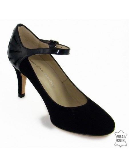 Zapatos de salón con correa negra "F2395" en piel pequeña para mujer brenda zaro