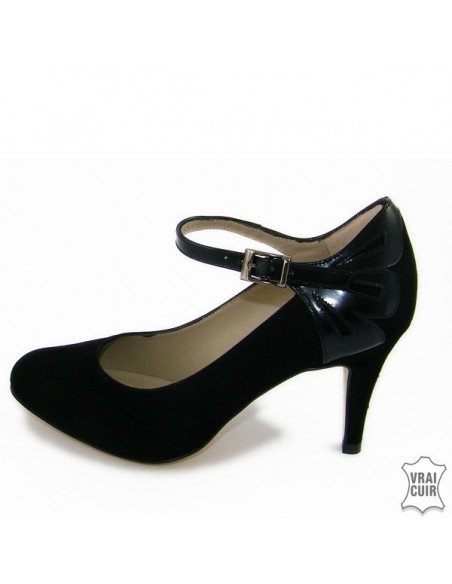 Zapatos de salón con correa negra "F2395" en piel pequeña para mujer brenda zaro