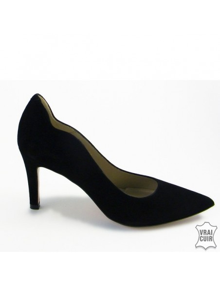 Glamorous "F1678" black pumps in leather, small size for women, Brenda Zaro
